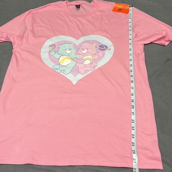NEW Pink Care Bear Short Sleeve Crew Neck Graphic Tee Size Large - Picture 5 of 6